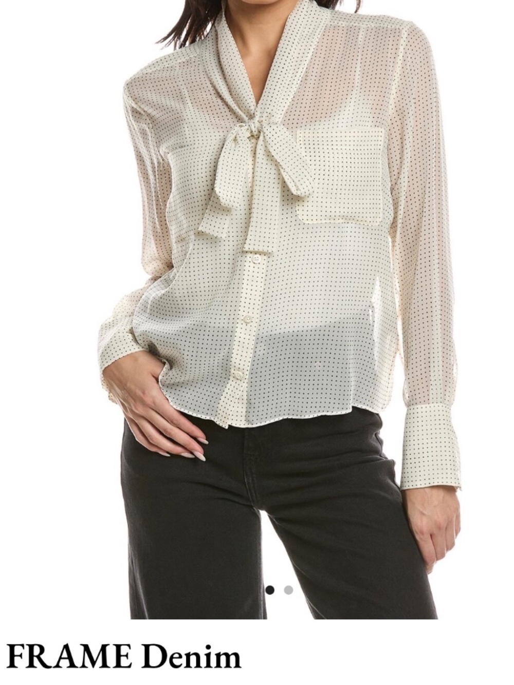 FRAME Silk Modern Tie Blouse | Size M